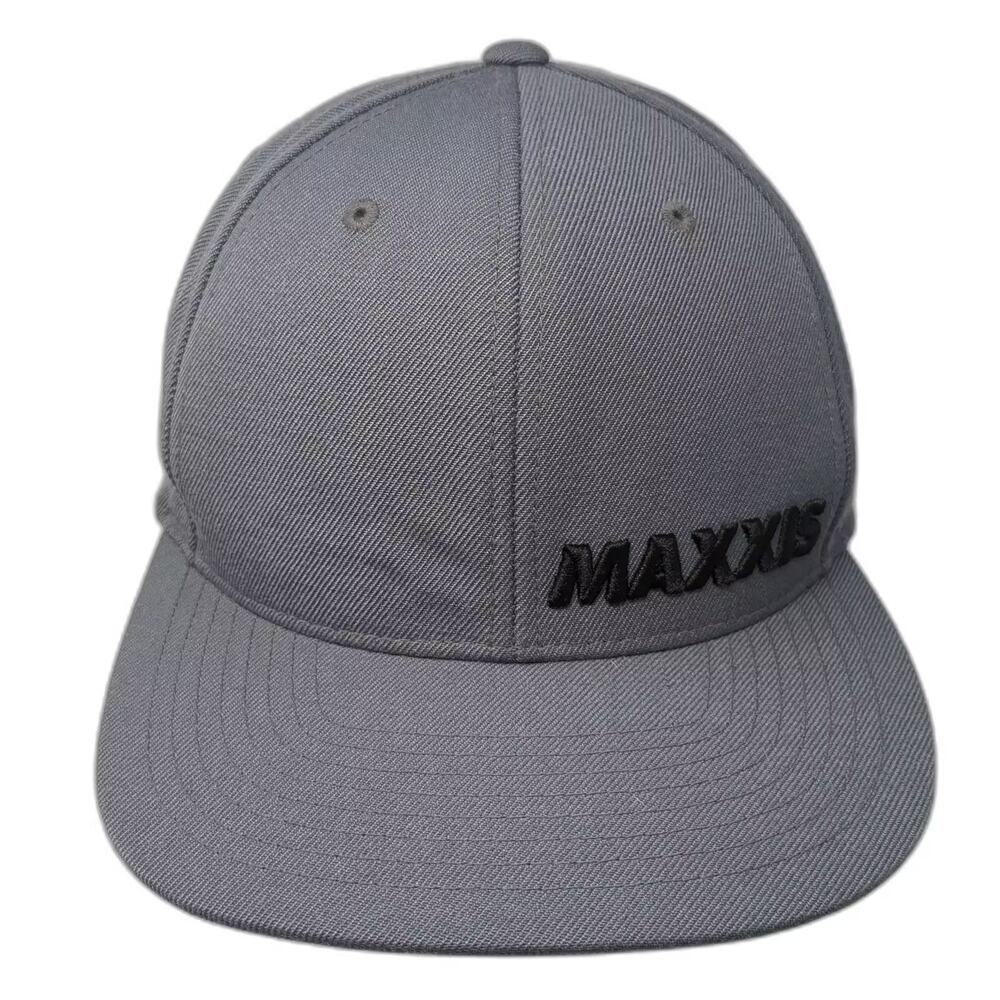 Maxxis Snapback Hat Gray OS Embroidered Logo Structured Flat Brim Adjustable